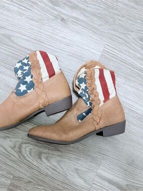 Forever 21 Tan Ankle Booties with American Flag Accent
